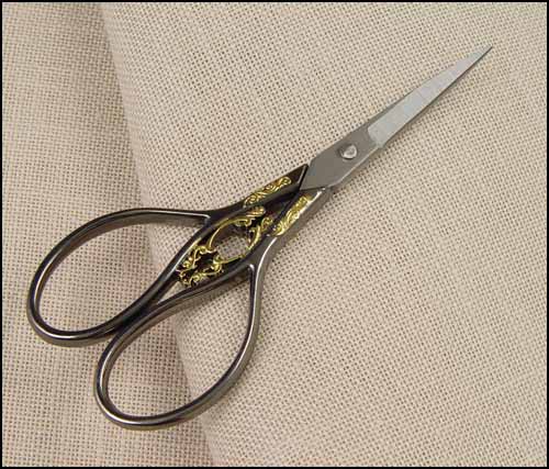 click here to view larger image of Marquis 4-1/4in Pewter Embroidery Scissors With Gold Filagree (accessory)