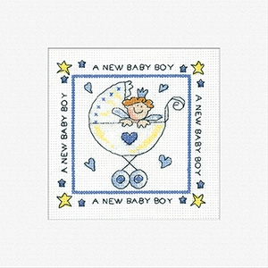 click here to view larger image of New Baby Boy Cards - 3 Pack (counted cross stitch kit)
