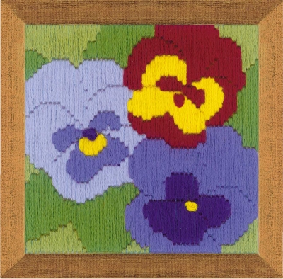 click here to view larger image of Three Pansies (needlepoint)