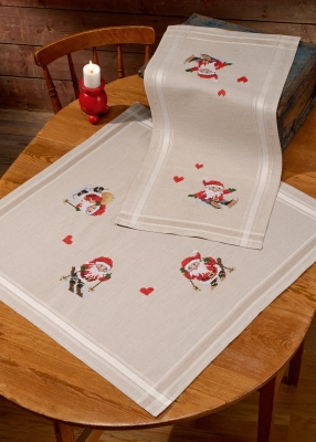click here to view larger image of Elfs In Snow Runner (Top) (stamped cross stitch kit)