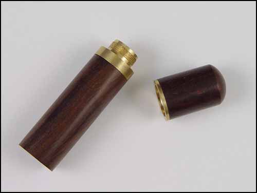 click here to view larger image of Dark Brown Wood Needle Case With Brass Trim (accessory)