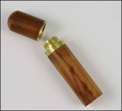 click here to view larger image of Medium Brown Wood Needle Case With Brass Trim (accessory)