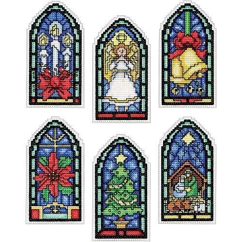 click here to view larger image of Stained Glass Ornaments (counted cross stitch kit)