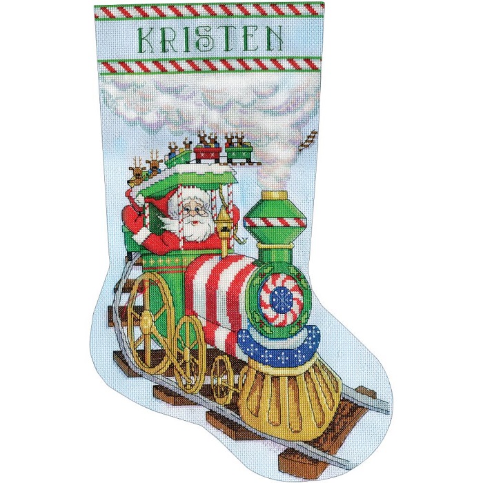 click here to view larger image of Santas Train Stocking (counted cross stitch kit)