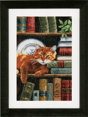 click here to view larger image of Cat On Bookshelf (counted cross stitch kit)