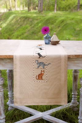 click here to view larger image of Cats Of All Colours Table Runner (counted cross stitch kit)