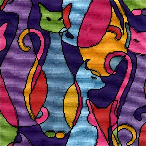 click here to view larger image of Colorful Cats Needlepoint Kit (needlepoint)