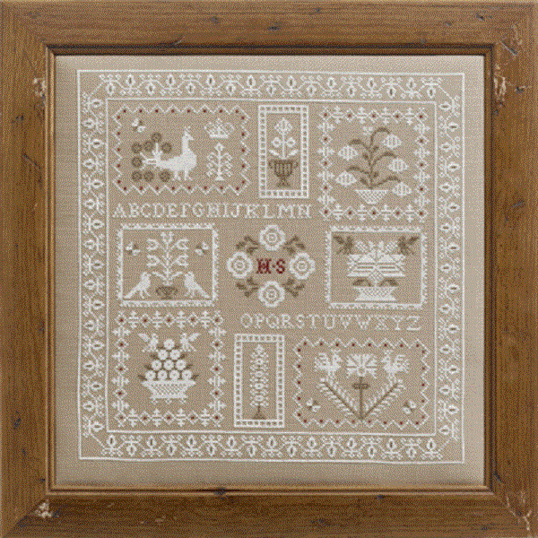 click here to view larger image of White Acorn Sampler - Kit - 32ct Linen (counted cross stitch kit)