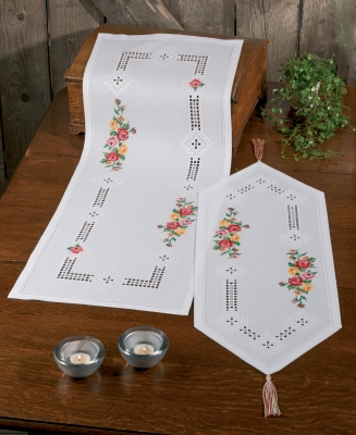 click here to view larger image of Hardanger with Roses - Table Runner (Right Image) (counted cross stitch kit)
