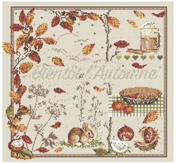 click here to view larger image of Bientot l'Automne KIT - Linen (counted cross stitch kit)