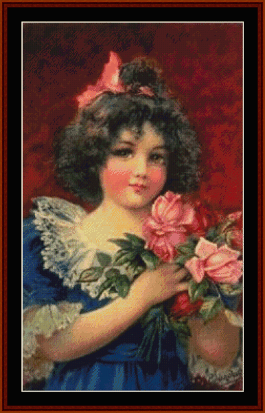 click here to view larger image of Girl With Pink Roses (chart)