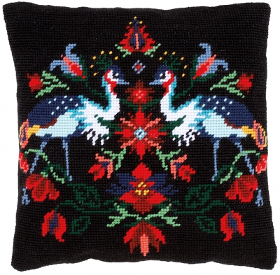 click here to view larger image of Camille, the Crane - Tapestry Cushion by La Maison Victor (counted cross stitch kit)