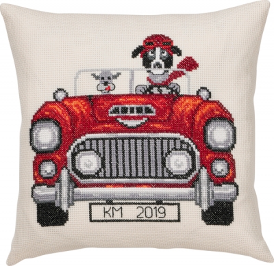click here to view larger image of Car Dogs - Cushion (counted cross stitch kit)