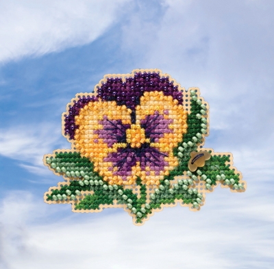 click here to view larger image of Tricolor Pansy - Spring Bouquet Seasonal Ornament (counted cross stitch kit)
