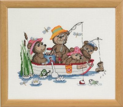 click here to view larger image of Happy Friends Fishing (counted cross stitch kit)