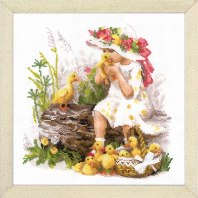 click here to view larger image of Girl With Ducklings (counted cross stitch kit)