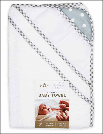 click here to view larger image of Grey Polka Dot Hooded Baby Bath Towel (stitchable)