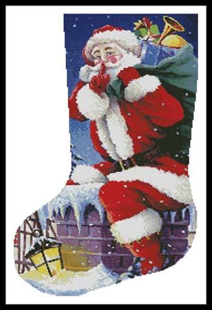 click here to view larger image of Santas Here Stocking (left) (chart)