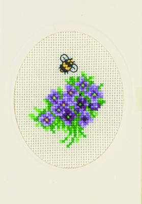 click here to view larger image of Violet - Flower Card (counted cross stitch kit)