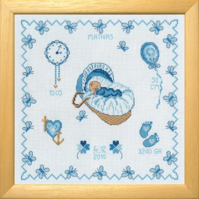 click here to view larger image of Mathias - Birth Announcement (counted cross stitch kit)