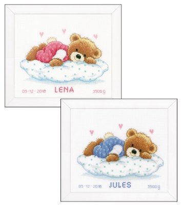 click here to view larger image of Snoozing Teddy Bear (counted cross stitch kit)