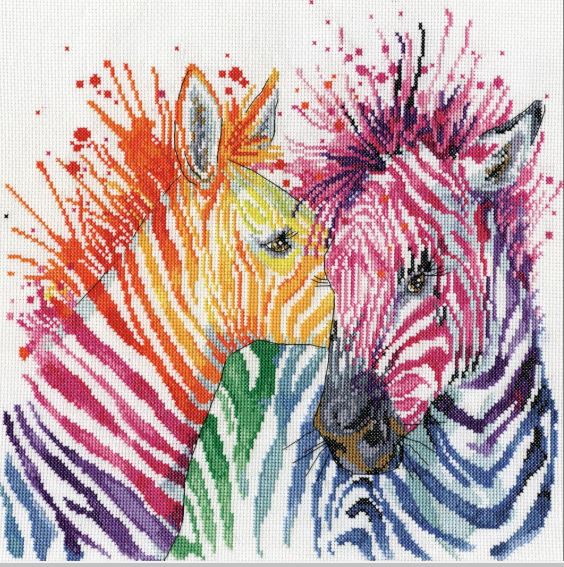 click here to view larger image of Colorful Zebras (counted cross stitch kit)