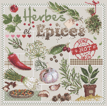 click here to view larger image of Herbes et Epices KIT - linen (counted cross stitch kit)