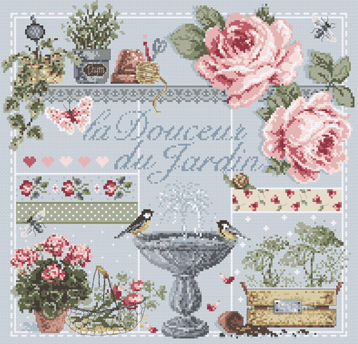 click here to view larger image of La Douceur du Jardin KIT - Linen (counted cross stitch kit)