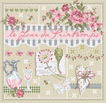 click here to view larger image of Le Jour du Printemps KIT - Linen (counted cross stitch kit)
