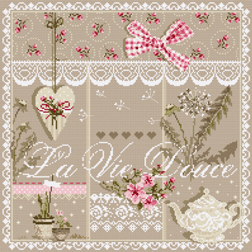 click here to view larger image of La Vie Douce KIT - Linen (counted cross stitch kit)