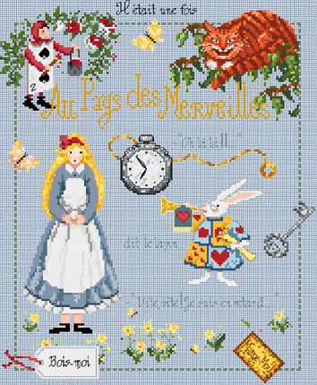 click here to view larger image of Au Pays des Merveilles KIT - Linen (counted cross stitch kit)