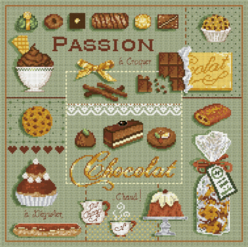 click here to view larger image of Passion Chocolat KIT - Linen (counted cross stitch kit)