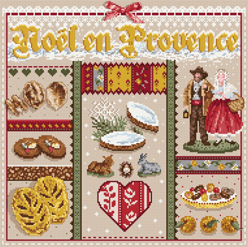 click here to view larger image of Noël en Provence KIT - Linen (counted cross stitch kit)