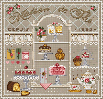 click here to view larger image of Maison de Thé KIT - Linen (counted cross stitch kit)