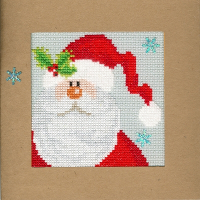 click here to view larger image of Snowy Santa - Christmas Card  (counted cross stitch kit)