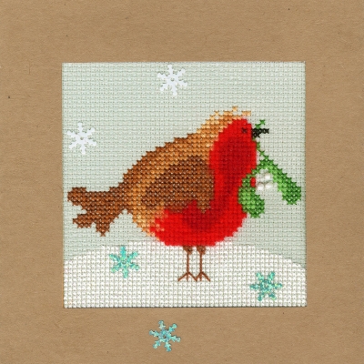 click here to view larger image of Snowy Robin Christmas Card - Karen Tye Bentley (counted cross stitch kit)