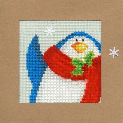 click here to view larger image of Snowy Penguin Christmas Card - Karen Tye Bentley (counted cross stitch kit)