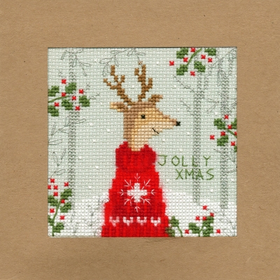click here to view larger image of Xmas Deer - Christmas Card  (counted cross stitch kit)