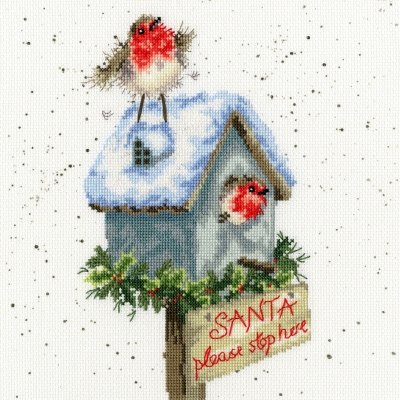click here to view larger image of Santa Please Stop Here (counted cross stitch kit)