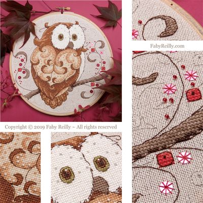 click here to view larger image of Sparkly Owl Hoop (chart)