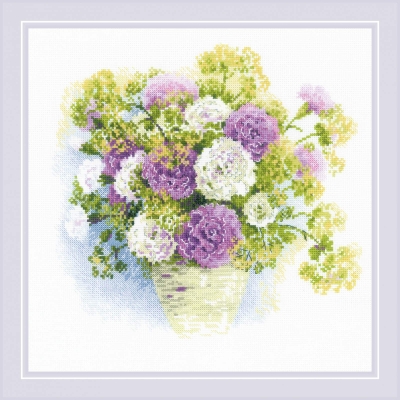 click here to view larger image of Watercolor Carnations (counted cross stitch kit)