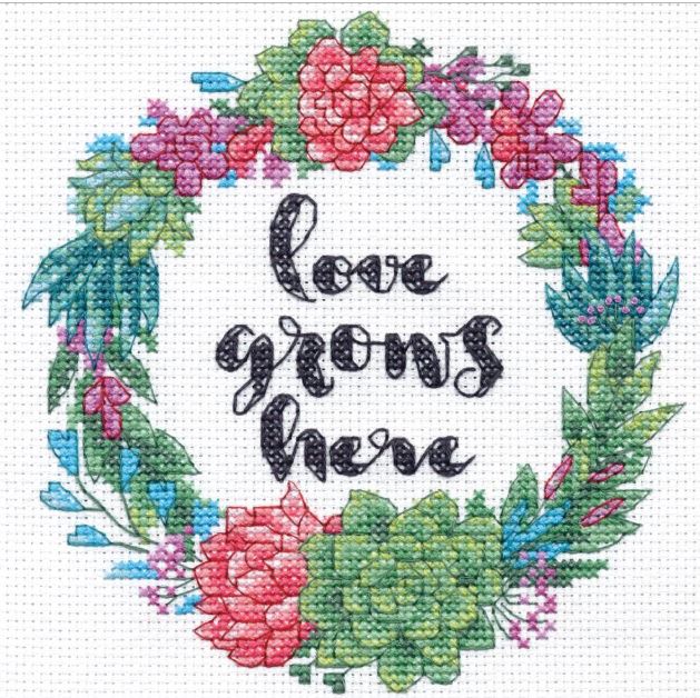 click here to view larger image of Succulent Wreath (counted cross stitch kit)