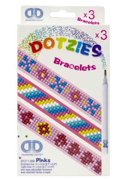 click here to view larger image of Dotzies Bracelets - Pinks (Diamond Embroidery)