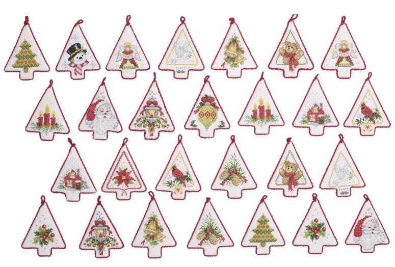 click here to view larger image of Mini Christmas Tree Ornaments  (counted cross stitch kit)