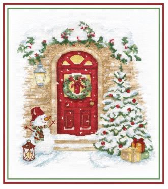 click here to view larger image of Holiday Knocks on the Door (counted cross stitch kit)