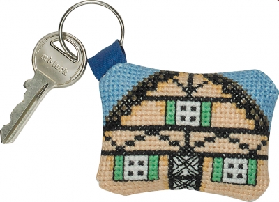 click here to view larger image of Key Chain - Yellow House (counted cross stitch kit)
