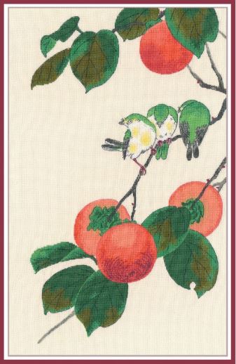 click here to view larger image of White Eyes and Persimmon, The (counted cross stitch kit)