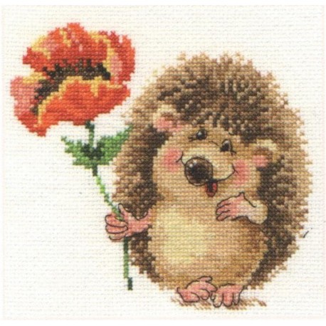 click here to view larger image of Hedgehog with Poppy (counted cross stitch kit)