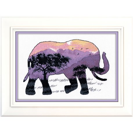 click here to view larger image of Animal World - Elephant (counted cross stitch kit)