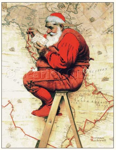 click here to view larger image of Santa at the Map - Norman Rockwell (chart)